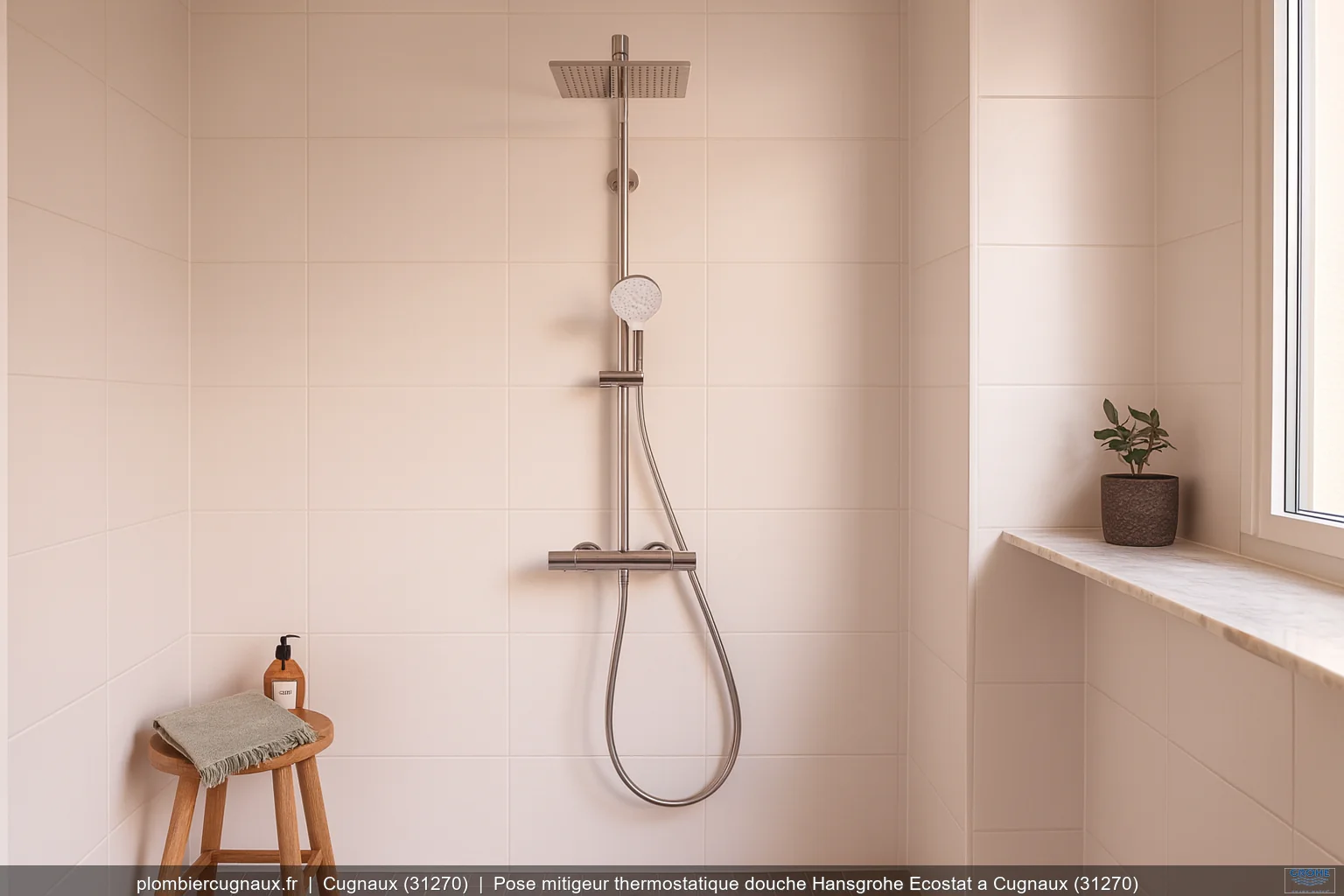 Pose mitigeur thermostatique douche Hansgrohe Ecostat a Cugnaux (31270)