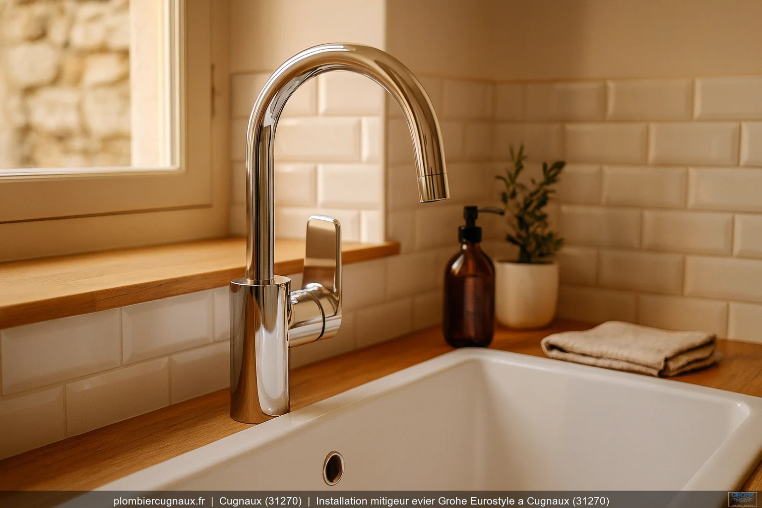 Installation mitigeur evier Grohe Eurostyle a Cugnaux (31270)